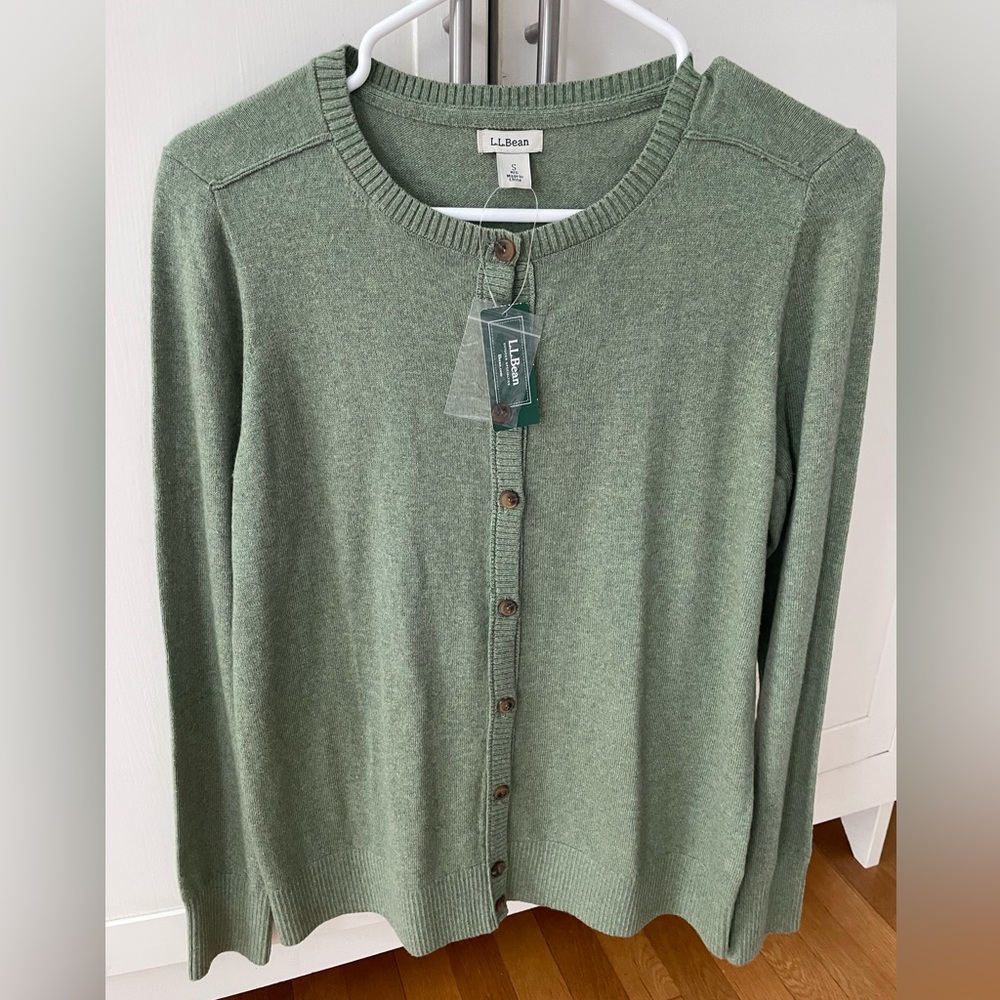 ☘️ Llbean Cotton Cashmere Sweater Green S